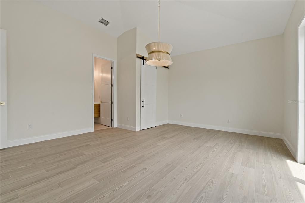 Empty room, Interior, Pendant Lights, Wood Texture Flooring
