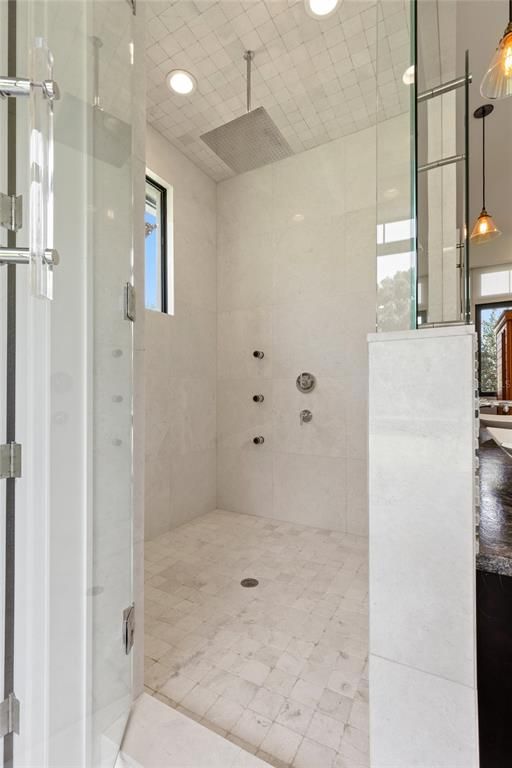 Bathroom, Glass Shower, Interior, Pendant Lights, Recessed Lighting