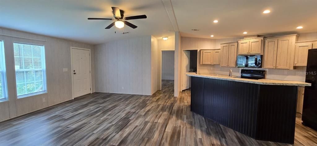 Interior, Kitchen, Recessed Lighting, Wood Texture Flooring