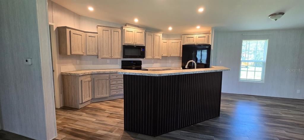 Interior, Kitchen, Recessed Lighting, Wood Texture Flooring
