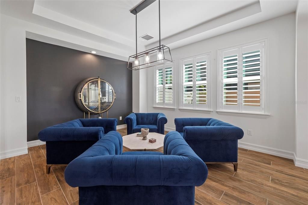 Interior, Living room, Pendant Lights, Wood Texture Flooring