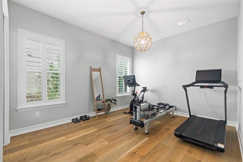 Fitness Equipment, Interior, Pendant Lights, Wood Texture Flooring