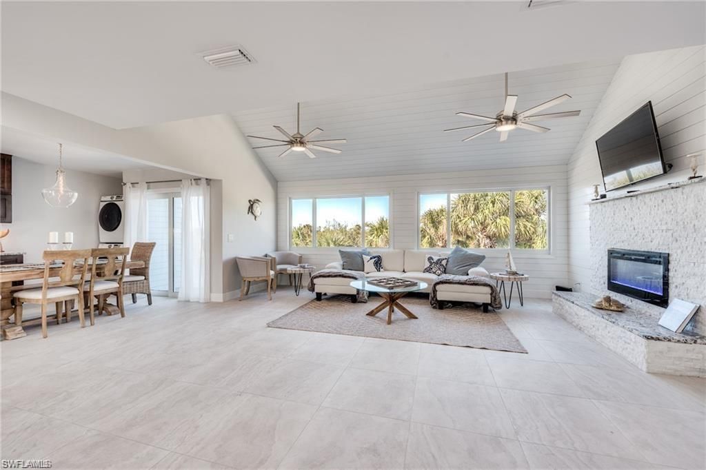 Dining room, Fireplace, Interior, Living room, Pendant Lights