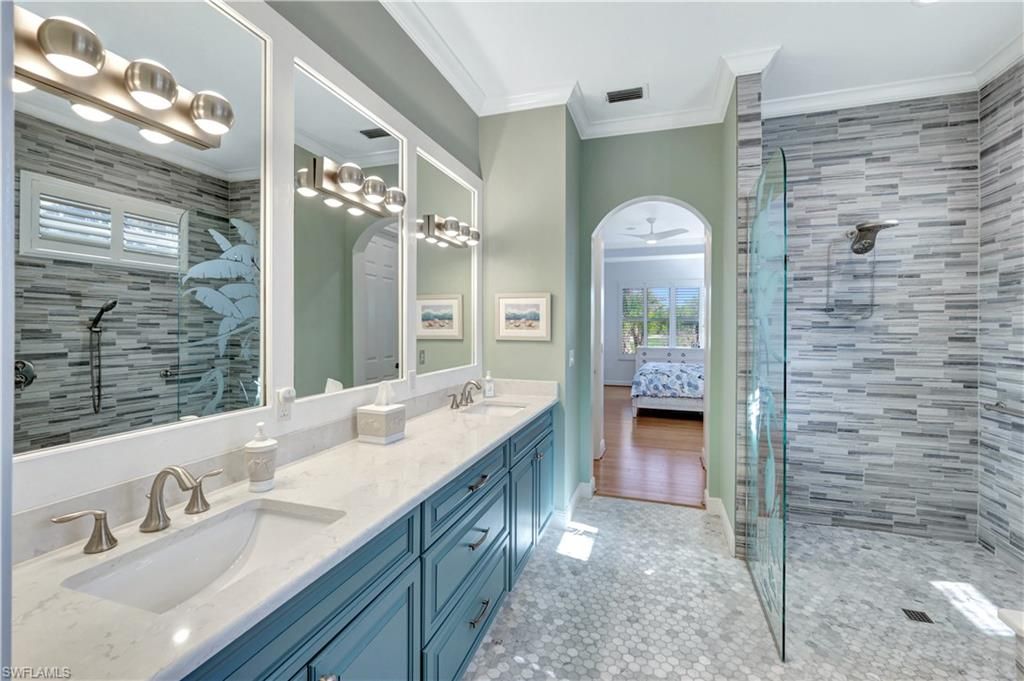Bathroom, Dual Sink Vanities, Glass Shower, Interior