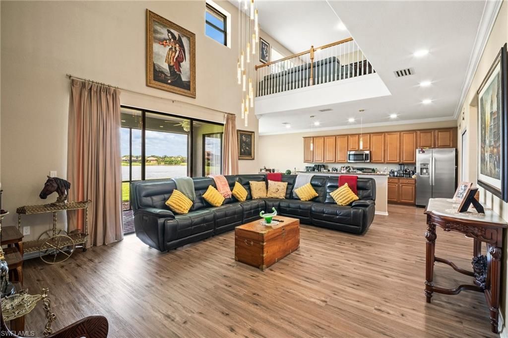 Interior, Kitchen, Living room, Recessed Lighting, Stainless Steel Appliances, Wood Texture Flooring
