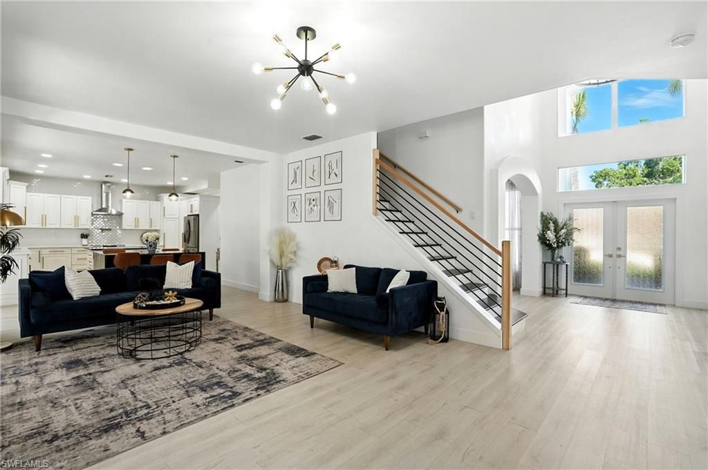 Interior, Kitchen, Living room, Pendant Lights, Recessed Lighting, Wood Texture Flooring