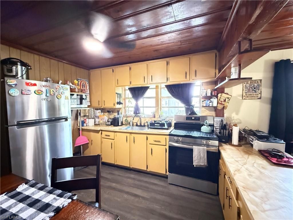 Interior, Kitchen, Stainless Steel Appliances, Wood Texture Flooring