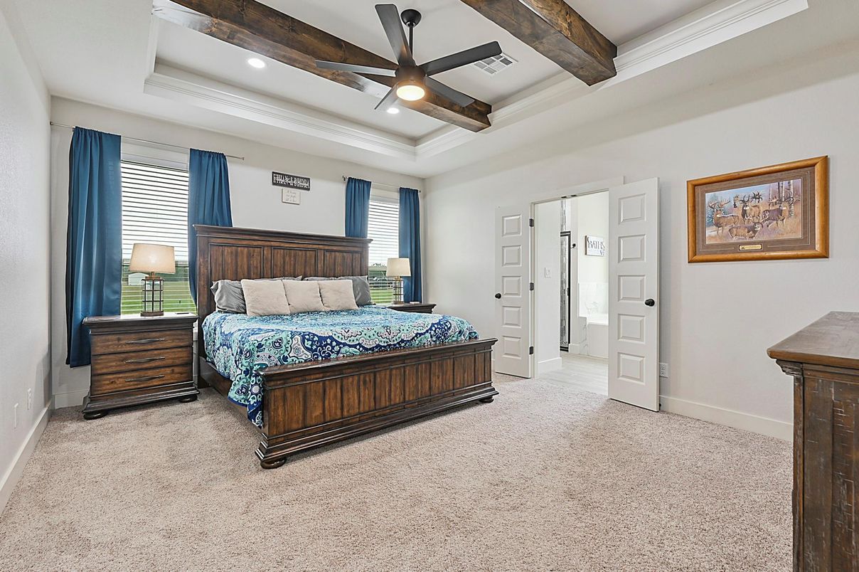 Bedroom, Interior, Recessed Lighting, Wooden Beams