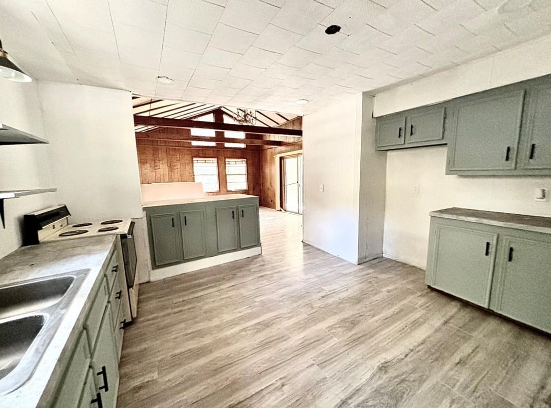 Interior, Kitchen, Wood Texture Flooring, Wooden Walls