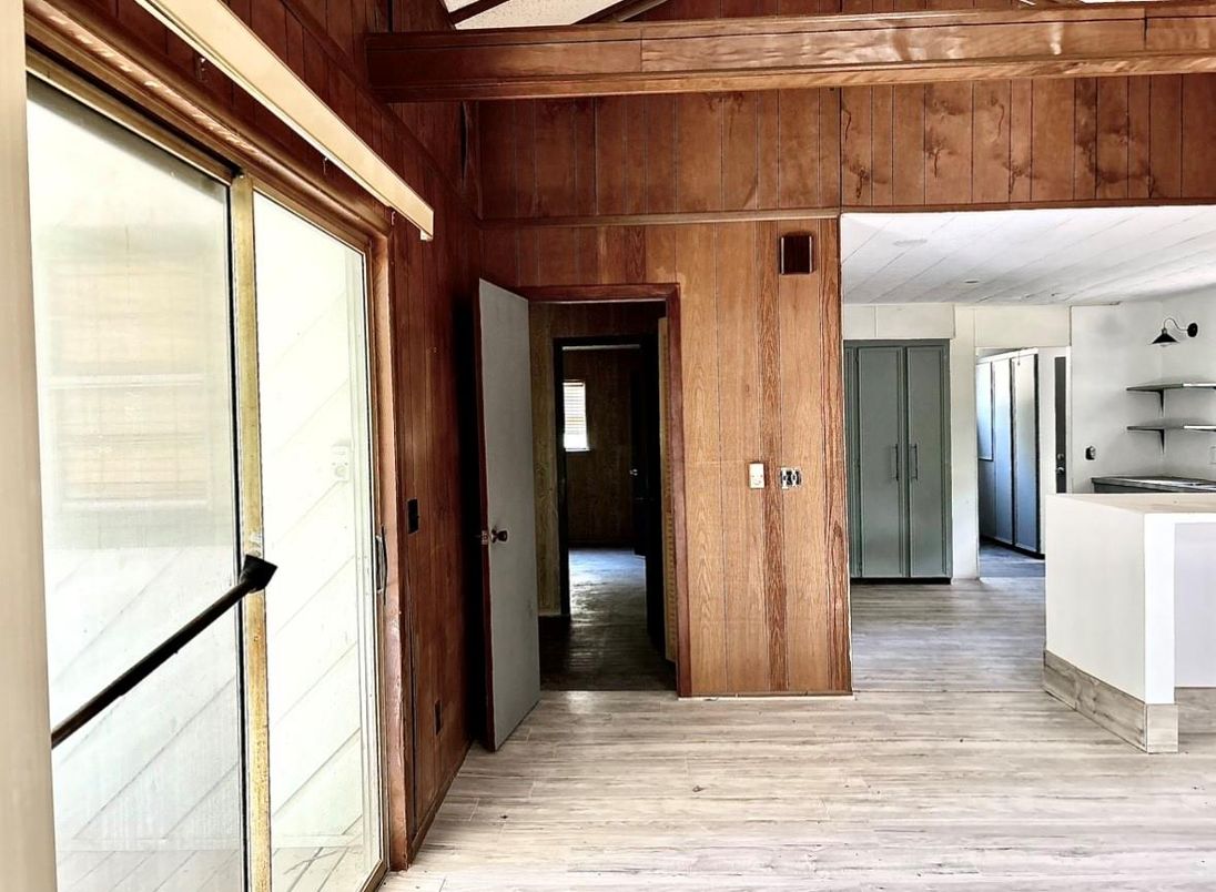 Interior, Kitchen, Wood Texture Flooring, Wooden Walls