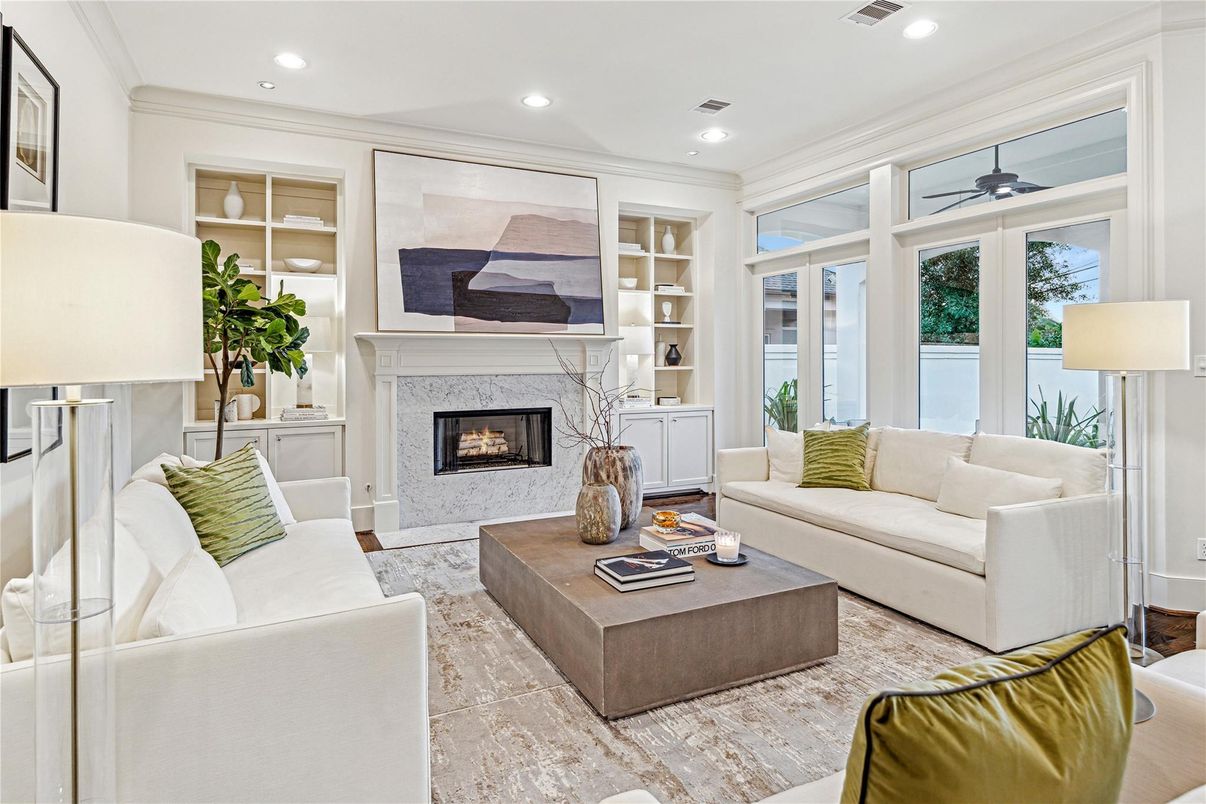 Fireplace, Interior, Living room, Recessed Lighting