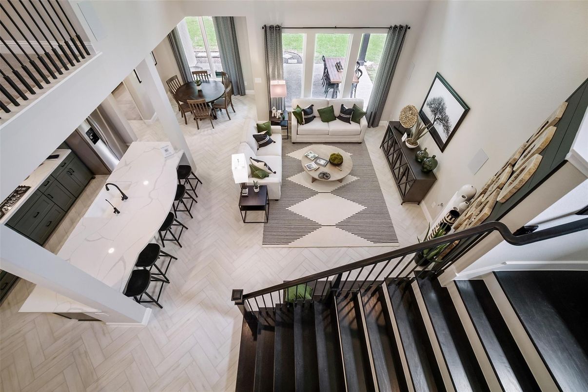 Dining room, Interior, Kitchen, Living room, Stainless Steel Appliances, Wood Texture Flooring