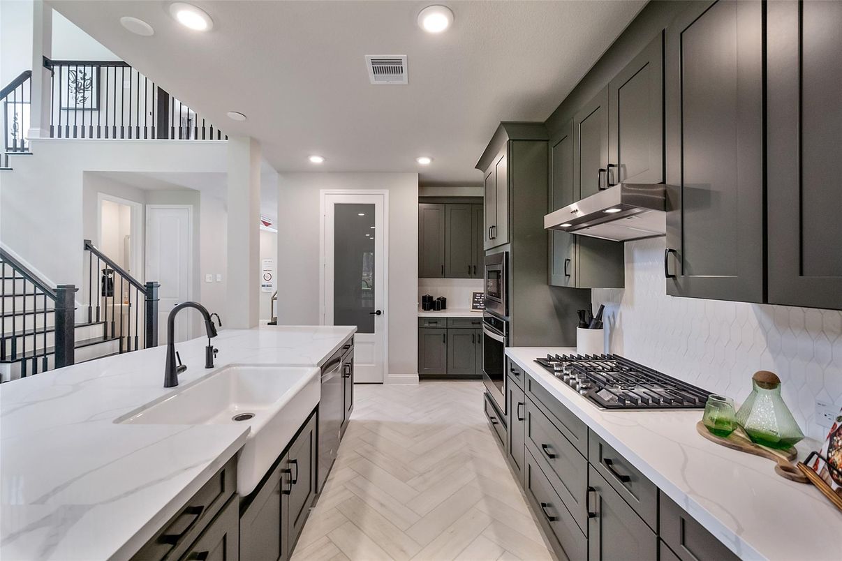 Interior, Kitchen, Recessed Lighting, Wood Texture Flooring