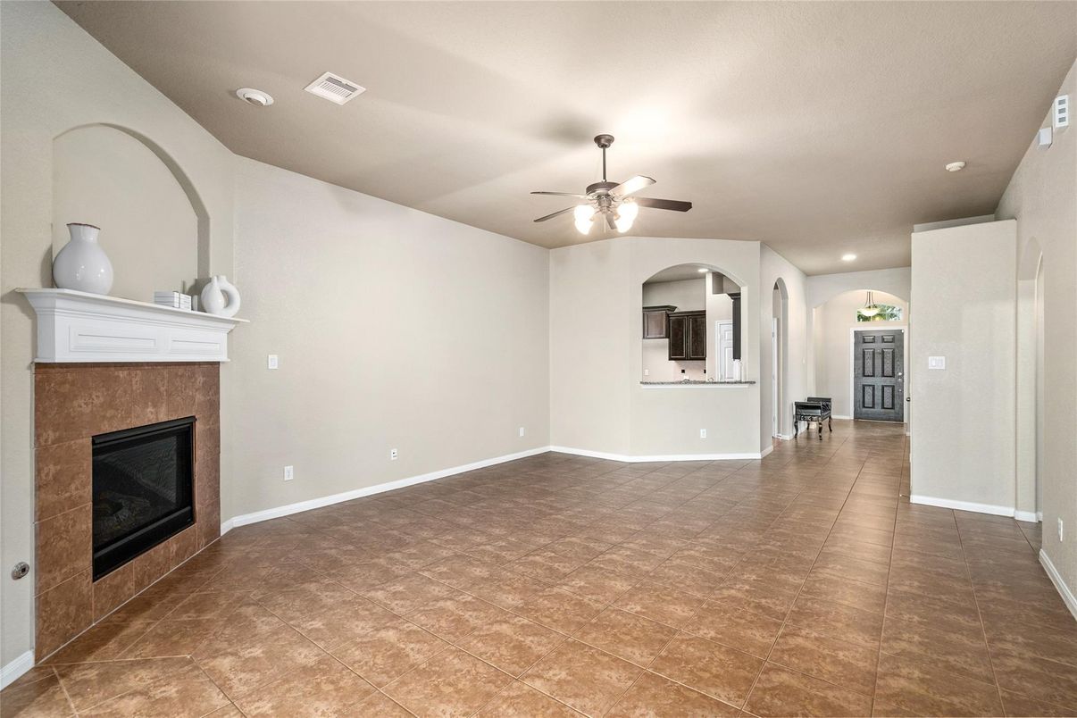 Empty room, Fireplace, Interior, Recessed Lighting