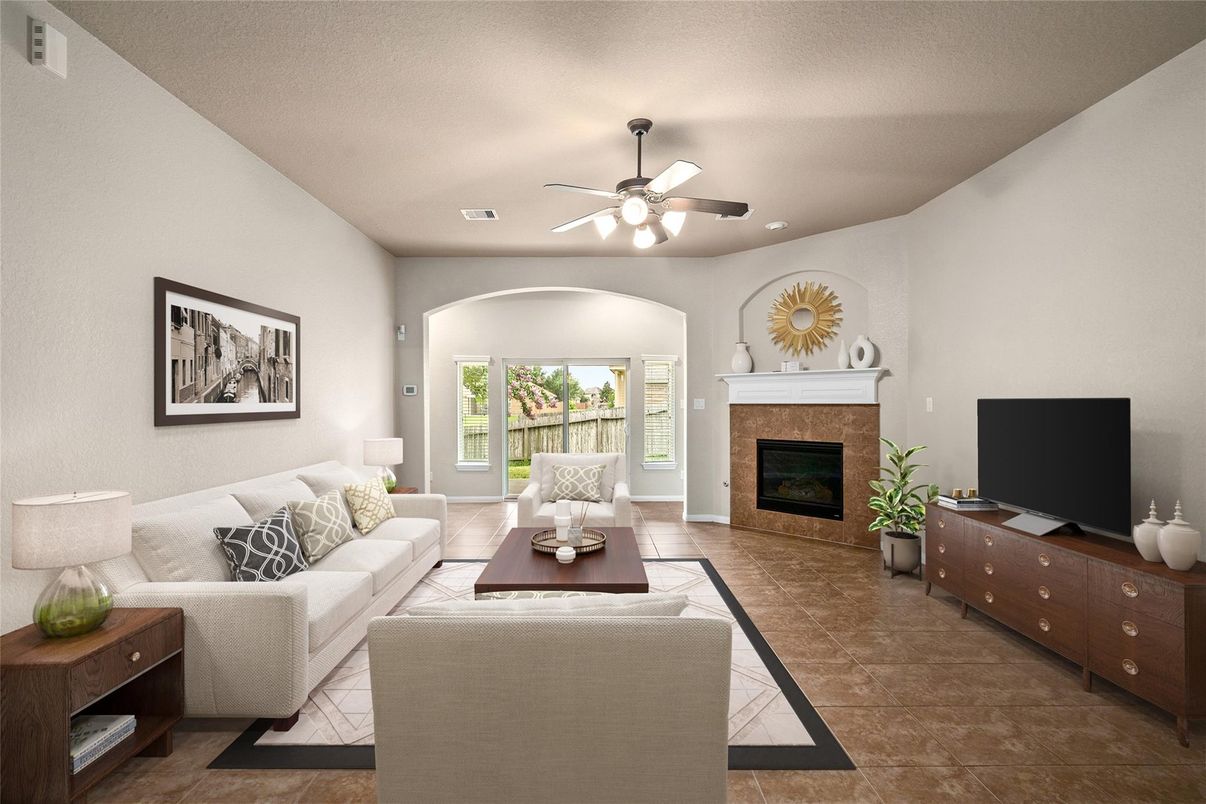Fireplace, Interior, Living room, Recessed Lighting