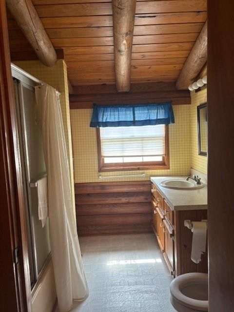 Bathroom, Interior, Wooden Beams, Wooden Ceilings, Wooden Walls