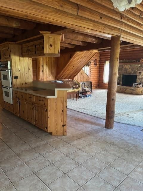 Fireplace, Interior, Stone Walls, Wooden Beams, Wooden Ceilings, Wooden Walls