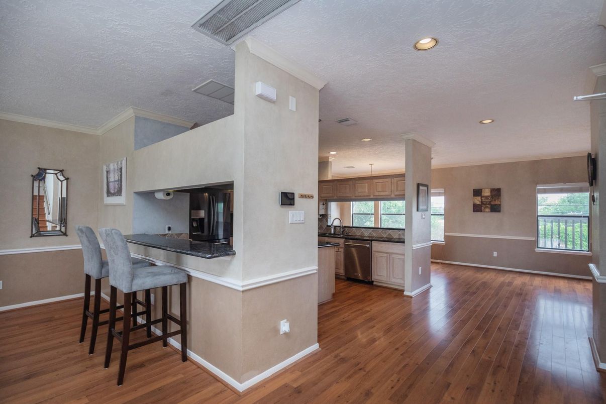 Interior, Kitchen, Recessed Lighting, Wood Texture Flooring