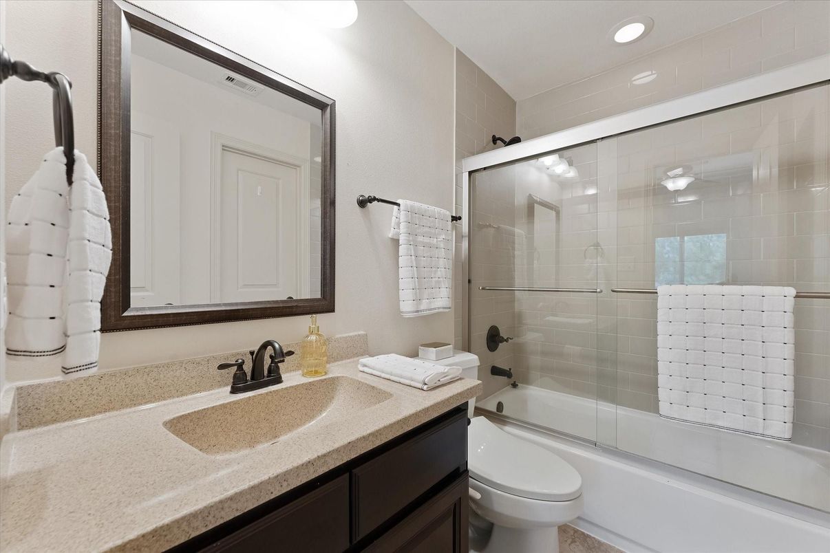 Bathroom, Glass Shower, Interior, Recessed Lighting