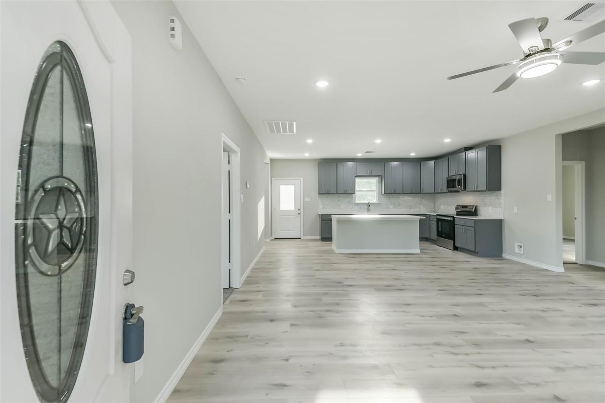 Interior, Kitchen, Recessed Lighting, Wood Texture Flooring