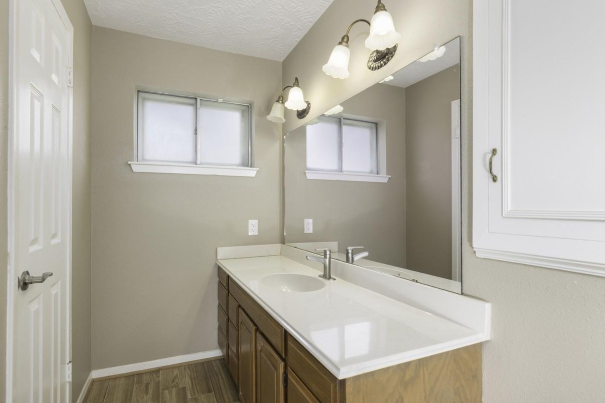Bathroom, Dual Sink Vanities, Interior, Wood Texture Flooring