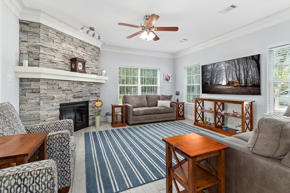 Fireplace, Interior, Living room, Stone Walls