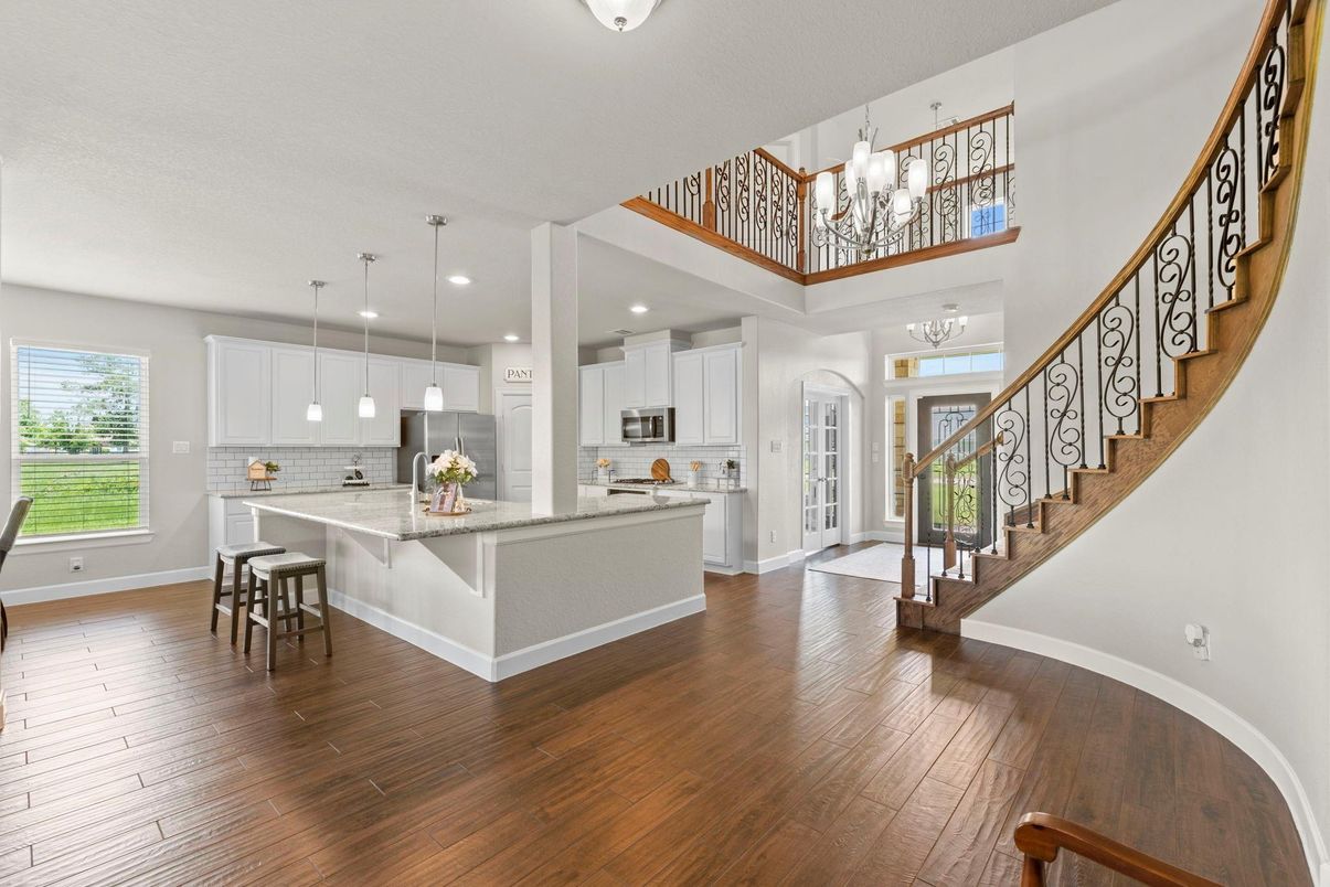 Interior, Kitchen, Pendant Lights, Recessed Lighting, Wood Texture Flooring