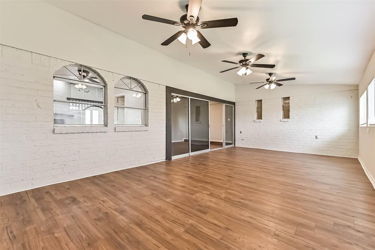 Empty room, Interior, Stone Walls, Wood Texture Flooring