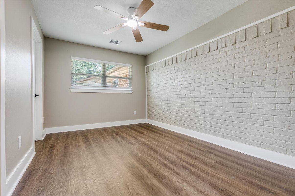 Empty room, Interior, Stone Walls, Wood Texture Flooring