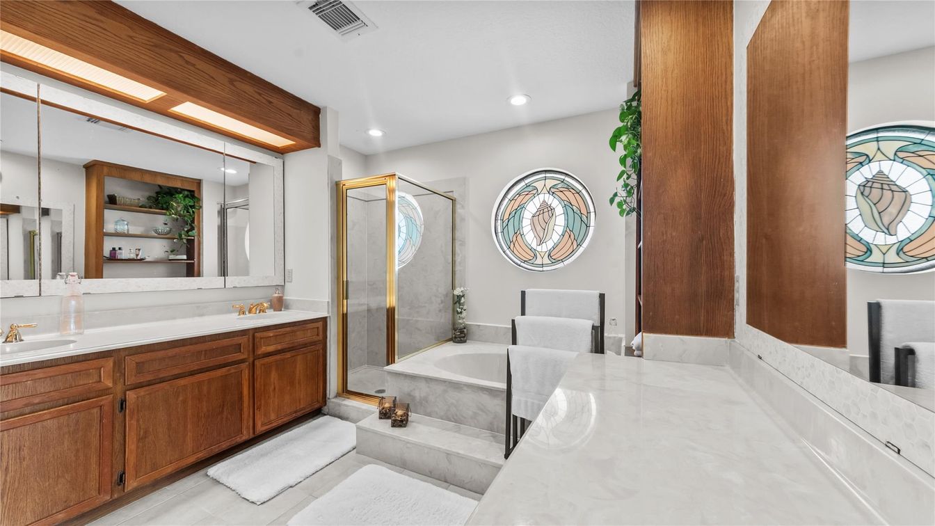 Bathroom, Glass Shower, Interior, Recessed Lighting