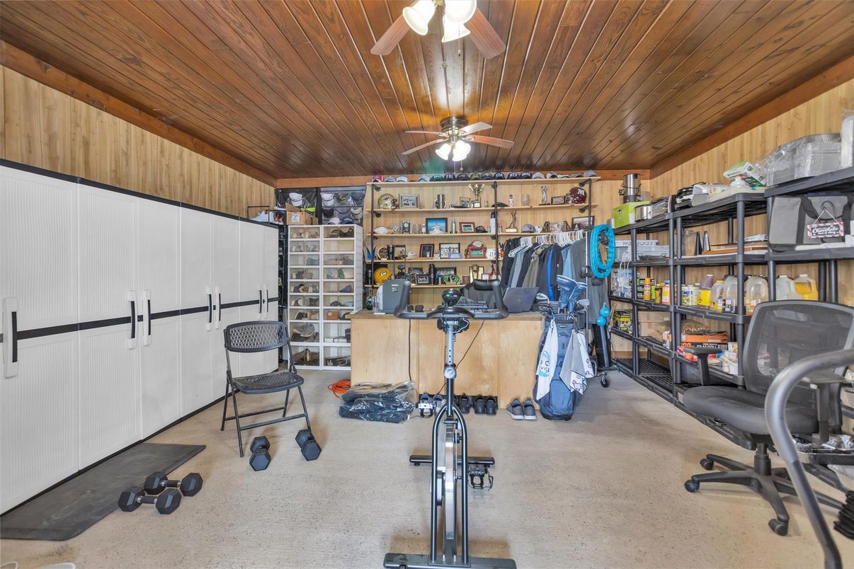 Fitness Equipment, Home Office, Interior, Wooden Ceilings, Wooden Walls