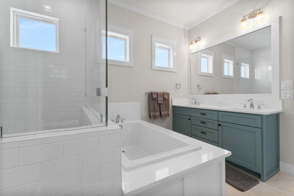 Bathroom, Dual Sink Vanities, Glass Shower, Interior