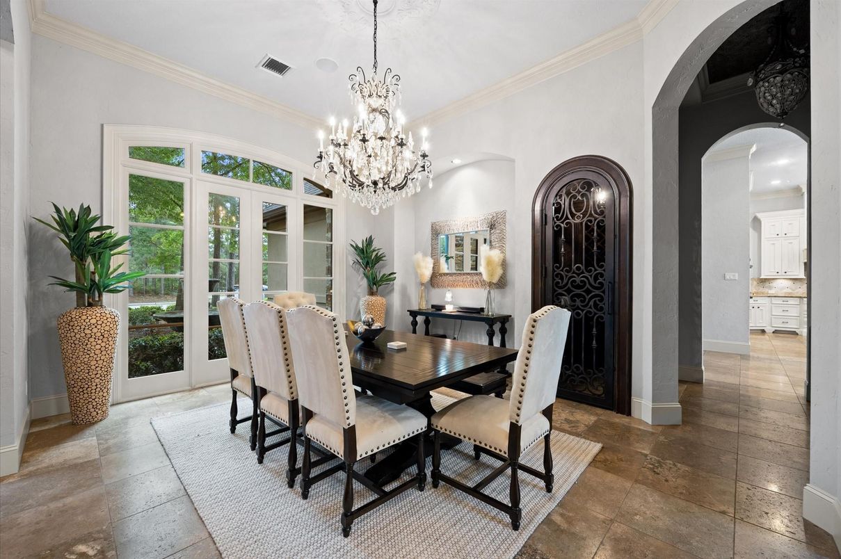 Chandelier, Dining room, Interior, Recessed Lighting