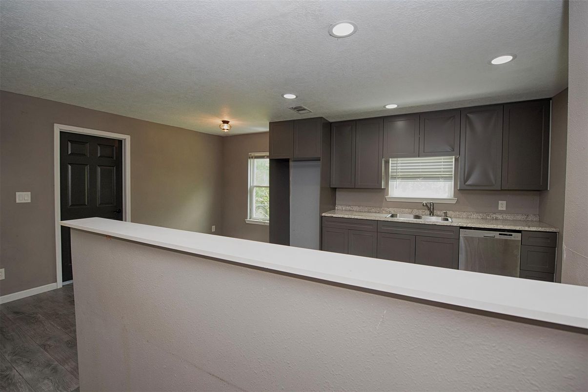Interior, Kitchen, Recessed Lighting, Wood Texture Flooring