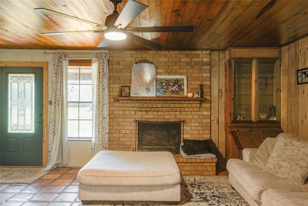 Fireplace, Interior, Stone Walls, Wooden Ceilings