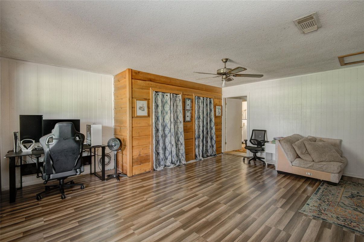 Home Office, Interior, Wood Texture Flooring, Wooden Walls
