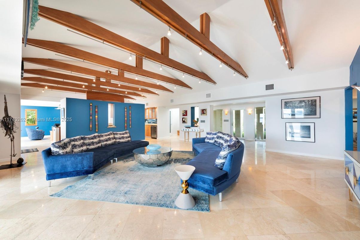 Interior, Living room, Recessed Lighting, Wooden Beams