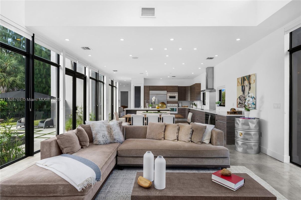 Dining room, Interior, Kitchen, Living room, Recessed Lighting, Stainless Steel Appliances