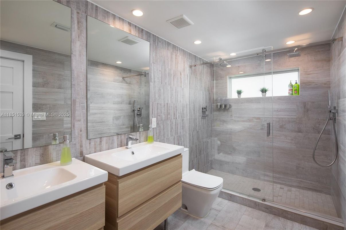 Bathroom, Glass Shower, Interior, Recessed Lighting