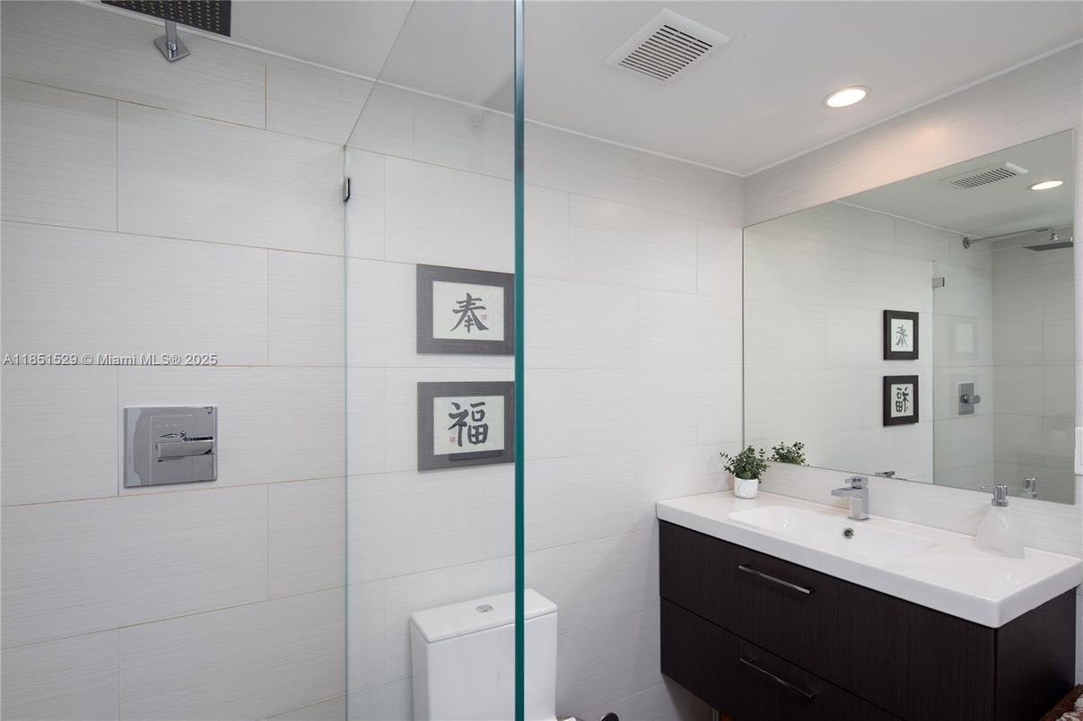 Bathroom, Glass Shower, Interior, Recessed Lighting