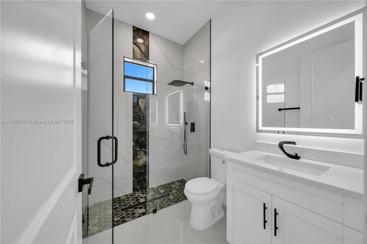 Bathroom, Glass Shower, Interior, Recessed Lighting
