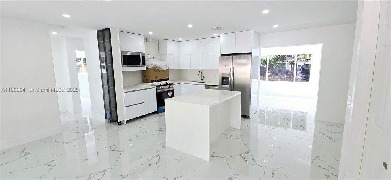 Interior, Kitchen, Marble, Recessed Lighting, Stainless Steel Appliances