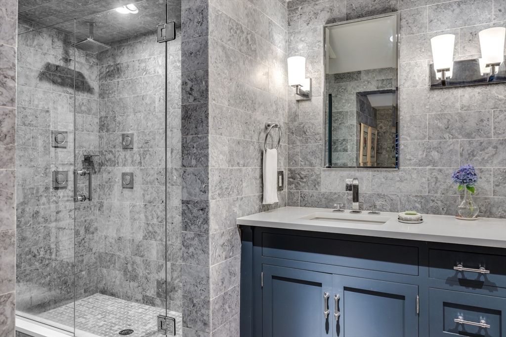 Bathroom, Glass Shower, Interior, Stone Walls