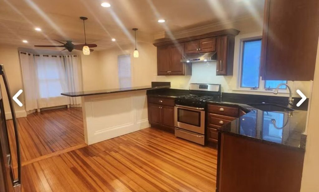 Interior, Kitchen, Pendant Lights, Recessed Lighting, Wood Texture Flooring