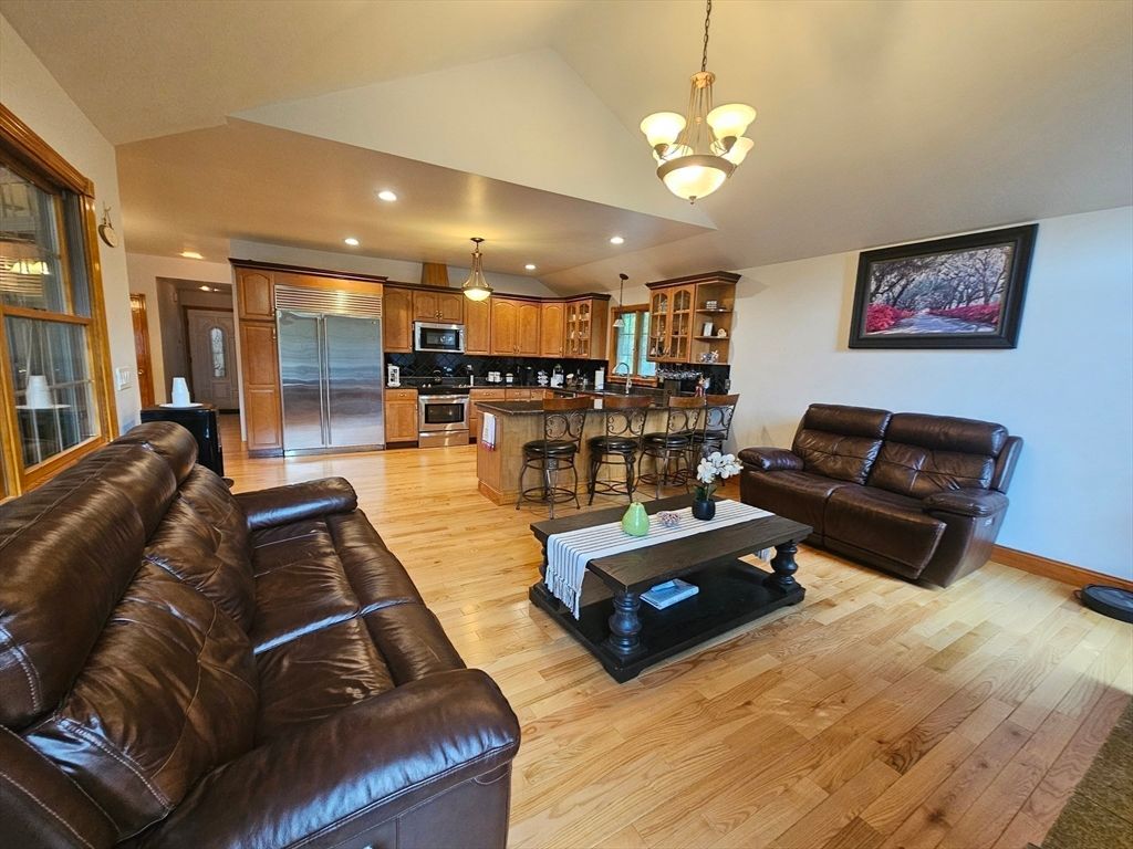 Interior, Kitchen, Living room, Pendant Lights, Recessed Lighting, Stainless Steel Appliances, Wood Texture Flooring