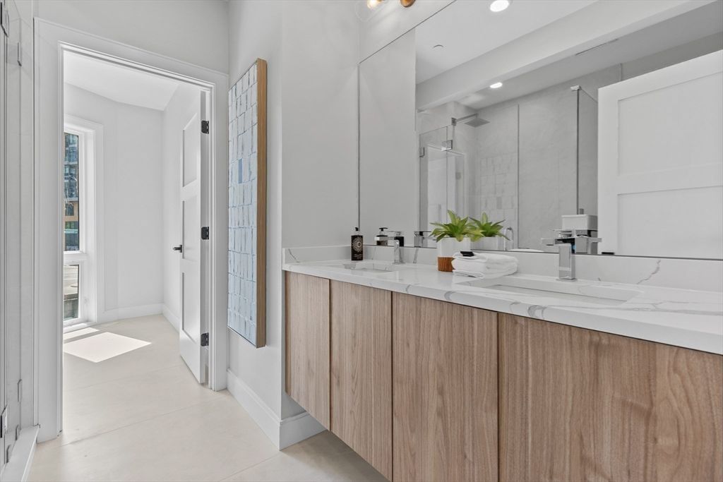 Bathroom, Dual Sink Vanities, Glass Shower, Interior, Recessed Lighting