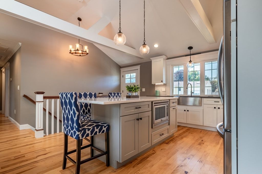 Interior, Kitchen, Pendant Lights, Recessed Lighting, Wood Texture Flooring