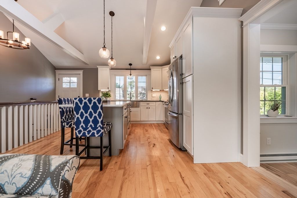 Interior, Kitchen, Pendant Lights, Recessed Lighting, Wood Texture Flooring