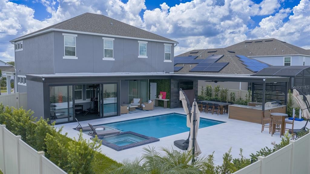 Exterior, Pool, Solar Panels