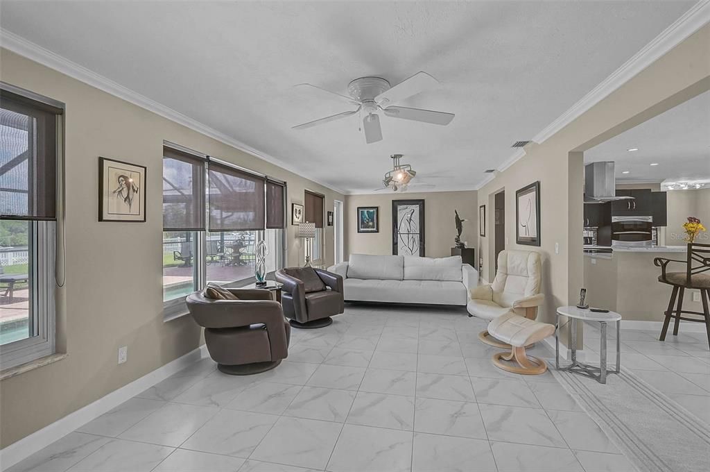Interior, Kitchen, Living room, Marble, Recessed Lighting